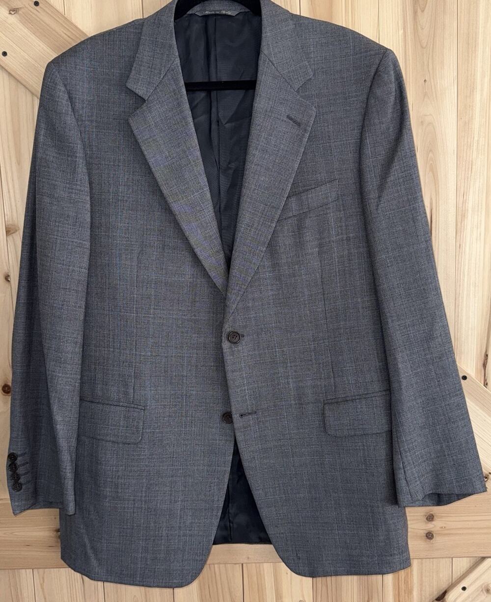 Canali Bloomingdales Gray Blue Thread Stripe Made In Italy New Wool Blazer 54R